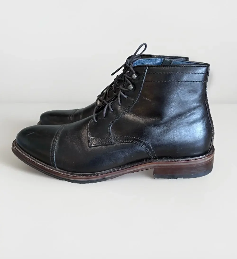 Johnston & Murphy Boots Mens 12M XC Flex Raleigh Cape Toe Boot Black Sheepskin